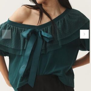 Anthropologie Maeve Bow 3/4 Sleeve Sweater